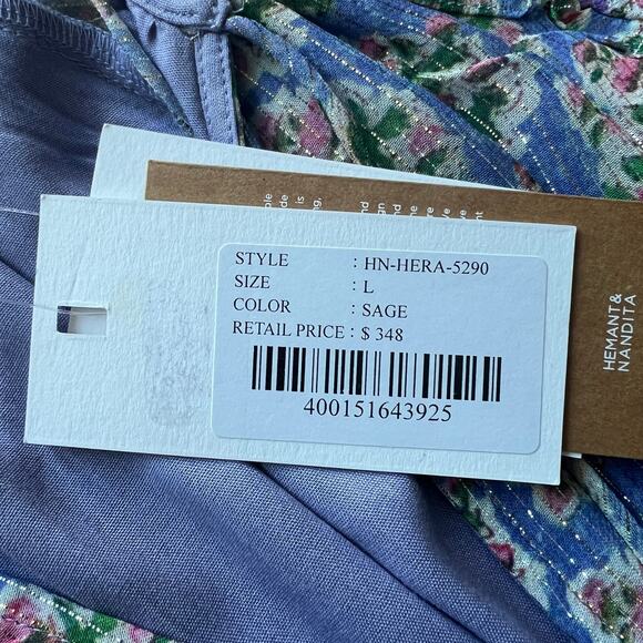 Hemant & Nandita Hera Dress Large Short Sleeve Tiered Georgette Mini - Picture 3 of 16